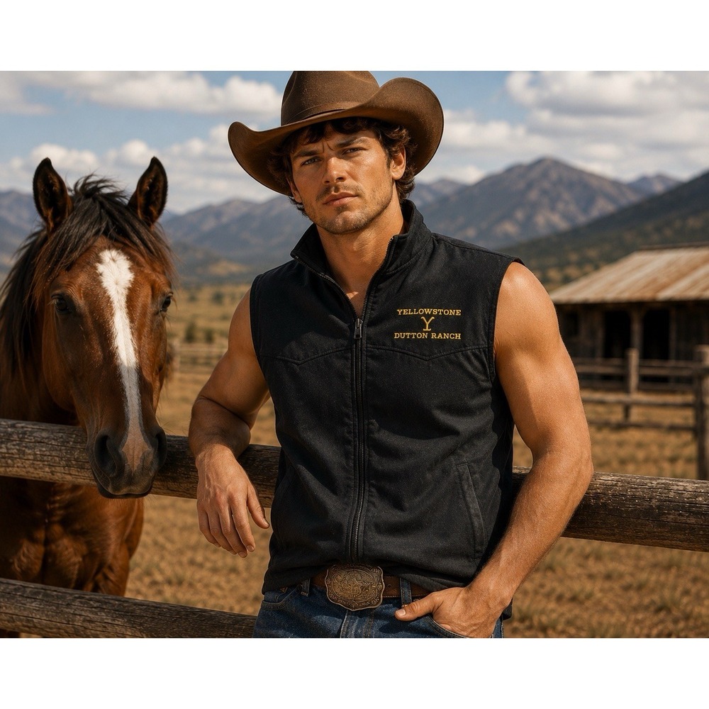 Yellowstone Dutton‎ Ranch Men's Black Full-Zip Thin Quilted Vest Size 2XL NWT